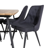 Jídelní stůl Inca - 160/200*85*H75 - Dub / Černá+Velvet Deluxe jídelní židle - Černé nohy - Black Fabric_4