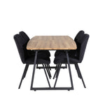 Jídelní stůl Inca - 160/200*85*H75 - Dub / Černá+Gemma Jídelní židle - Černé nohy - Černá látka_4