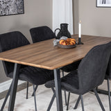 Jídelní stůl Inca - 160/200*85*H75 - Dub / Černá+Gemma Jídelní židle - Černé nohy - Černá látka_4