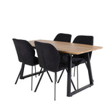 Jídelní stůl Inca - 160/200*85*H75 - Dub / Černá+Gemma Jídelní židle - Černé nohy - Černá látka_4