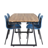 Jídelní stůl Inca - 160/200*85*H75 - Dub / Černá+Arktická jídelní židle - Černé nohy - Modrý Plast_4