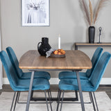 Jídelní stůl Inca - 160/200*85*H75 - Dub / Černá + Muce Jídelní židle - Černé nohy - Modrá Velvet_4