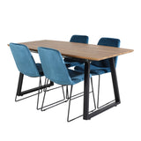 Jídelní stůl Inca - 160/200*85*H75 - Dub / Černá + Muce Jídelní židle - Černé nohy - Modrá Velvet_4