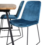 Jídelní stůl Inca - 160/200*85*H75 - Dub / Černá + Muce Jídelní židle - Černé nohy - Modrá Velvet_4