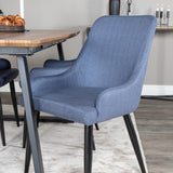 Jídelní stůl Inca - 160/200*85*H75 - Dub / Černá+Plaza Jídelní židle - Černé nohy - Modrá látka_4