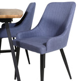 Jídelní stůl Inca - 160/200*85*H75 - Dub / Černá+Plaza Jídelní židle - Černé nohy - Modrá látka_4