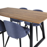 Jídelní stůl Inca - 160/200*85*H75 - Dub / Černá + Sametová jídelní židle - Černé nohy - Modrá látka_4