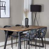 Jídelní stůl Inca - 160/200*85*H75 - Dub / Černá + Jídelní židle Vault - Černé nohy - Black Flower potištěná látka_4