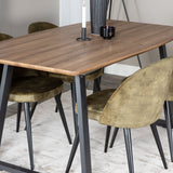 Jídelní stůl Inca - 160/200*85*H75 - Dub / Black+Velvet Jídelní křeslo - Černé nohy - Dusty Green Velvet_4