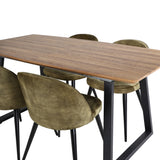 Jídelní stůl Inca - 160/200*85*H75 - Dub / Black+Velvet Jídelní křeslo - Černé nohy - Dusty Green Velvet_4