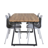 Jídelní stůl Inca - 160/200*85*H75 - Dub / Černá+Arktická jídelní židle - Šedé nohy - Šedý plast_4