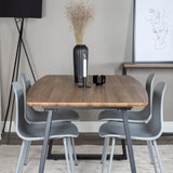 Jídelní stůl Inca - 160/200*85*H75 - Dub / Černá+Arktická jídelní židle - Šedé nohy - Šedý plast_4