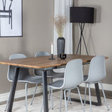 Jídelní stůl Inca - 160/200*85*H75 - Dub / Černá+Arktická jídelní židle - Šedé nohy - Šedý plast_4