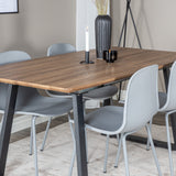 Jídelní stůl Inca - 160/200*85*H75 - Dub / Černá+Arktická jídelní židle - Šedé nohy - Šedý plast_4