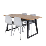 Jídelní stůl Inca - 160/200*85*H75 - Dub / Černá+Arktická jídelní židle - Šedé nohy - Šedý plast_4