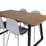 Jídelní stůl Inca - 160/200*85*H75 - Dub / Černá+Arktická jídelní židle - Šedé nohy - Šedý plast_4