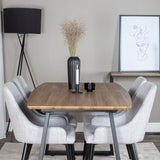 Jídelní stůl Inca - 160/200*85*H75 - Dub / Černá+Plaza Jídelní židle - Černé nohy - Světle šedá Fabric_4