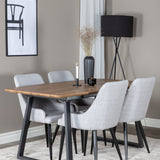 Jídelní stůl Inca - 160/200*85*H75 - Dub / Černá+Plaza Jídelní židle - Černé nohy - Světle šedá Fabric_4