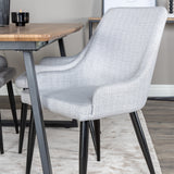 Jídelní stůl Inca - 160/200*85*H75 - Dub / Černá+Plaza Jídelní židle - Černé nohy - Světle šedá Fabric_4