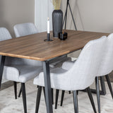 Jídelní stůl Inca - 160/200*85*H75 - Dub / Černá+Plaza Jídelní židle - Černé nohy - Světle šedá Fabric_4