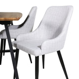 Jídelní stůl Inca - 160/200*85*H75 - Dub / Černá+Plaza Jídelní židle - Černé nohy - Světle šedá Fabric_4