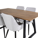 Jídelní stůl Inca - 160/200*85*H75 - Dub / Černá+Plaza Jídelní židle - Černé nohy - Světle šedá Fabric_4