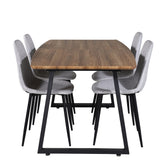 Jídelní stůl Inca - 160/200*85*H75 - Dub / Černá+Polar Diamond Jídelní židle - Černé nohy - Šedá látka_4