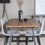 Jídelní stůl Inca - 160/200*85*H75 - Dub / Černá+Polar Diamond Jídelní židle - Černé nohy - Šedá látka_4