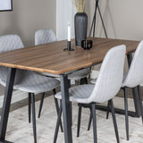 Jídelní stůl Inca - 160/200*85*H75 - Dub / Černá+Polar Diamond Jídelní židle - Černé nohy - Šedá látka_4