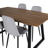 Jídelní stůl Inca - 160/200*85*H75 - Dub / Černá+Polar Diamond Jídelní židle - Černé nohy - Šedá látka_4