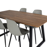 Jídelní stůl Inca - 160/200*85*H75 - Dub / Černá+Polar Plastová jídelní židle - Černé nohy / Šedý plast_4