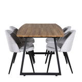 Jídelní stůl Inca - 160/200*85*H75 - Dub / Černá+Velvet jídelní křeslo - Černé nohy - Světle šedáTkanina_4