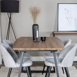 Jídelní stůl Inca - 160/200*85*H75 - Dub / Černá+Velvet jídelní křeslo - Černé nohy - Světle šedáTkanina_4