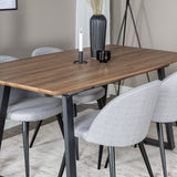 Jídelní stůl Inca - 160/200*85*H75 - Dub / Černá+Velvet jídelní křeslo - Černé nohy - Světle šedáTkanina_4