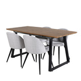 Jídelní stůl Inca - 160/200*85*H75 - Dub / Černá+Velvet jídelní křeslo - Černé nohy - Světle šedáTkanina_4