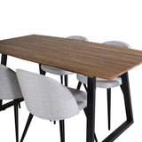 Jídelní stůl Inca - 160/200*85*H75 - Dub / Černá+Velvet jídelní křeslo - Černé nohy - Světle šedáTkanina_4