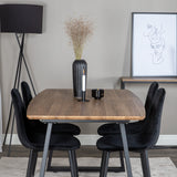 Jídelní stůl Inca - 160/200*85*H75 - Dub / Černá+Polar Diamond Jídelní židle - Černé nohy - Black Velvet_4