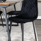 Jídelní stůl Inca - 160/200*85*H75 - Dub / Černá+Polar Diamond Jídelní židle - Černé nohy - Black Velvet_4