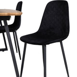 Jídelní stůl Inca - 160/200*85*H75 - Dub / Černá+Polar Diamond Jídelní židle - Černé nohy - Black Velvet_4