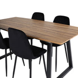 Jídelní stůl Inca - 160/200*85*H75 - Dub / Černá+Polar Diamond Jídelní židle - Černé nohy - Black Velvet_4