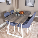 Inca Extentiontable - šedý "dub" / bílá Nohy+Plaza Jídelní židle - Bílé Nohy - Modrá Fabric_4
