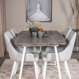 Inca Roztahovací - šedý "dub" / bílá Nohy+Plaza Jídelní židle - Bílé nohy - Světle šedá Fabric_4