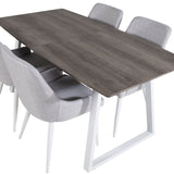 Inca Roztahovací - šedý "dub" / bílá Nohy+Plaza Jídelní židle - Bílé nohy - Světle šedá Fabric_4