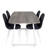 Inca Extentiontable - šedý "dub" / bílá Nohy+Polar Jídelní židle - Bílé Nohy - Black Fabric_4