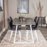 Inca Extentiontable - šedý "dub" / bílá Nohy+Polar Jídelní židle - Bílé Nohy - Black Fabric_4