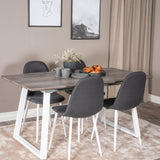 Inca Extentiontable - šedý "dub" / bílá Nohy+Polar Jídelní židle - Bílé Nohy - Black Fabric_4