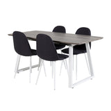 Inca Extentiontable - šedý "dub" / bílá Nohy+Polar Jídelní židle - Bílé Nohy - Black Fabric_4