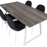 Inca Extentiontable - šedý "dub" / bílá Nohy+Polar Jídelní židle - Bílé Nohy - Black Fabric_4