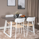 Inca Extentiontable - šedý "dub" / bílá Nohy + Jídelní židle Polly - bílá / Nature _4