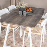 Inca Extentiontable - šedý "dub" / bílá Nohy + Jídelní židle Polly - bílá / Nature _4